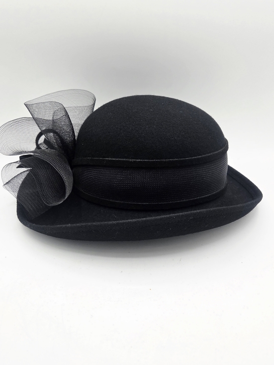 Vintage Deborah NY Black Fancy Hat Wool Decorative Accents Derby Church USA main image 7